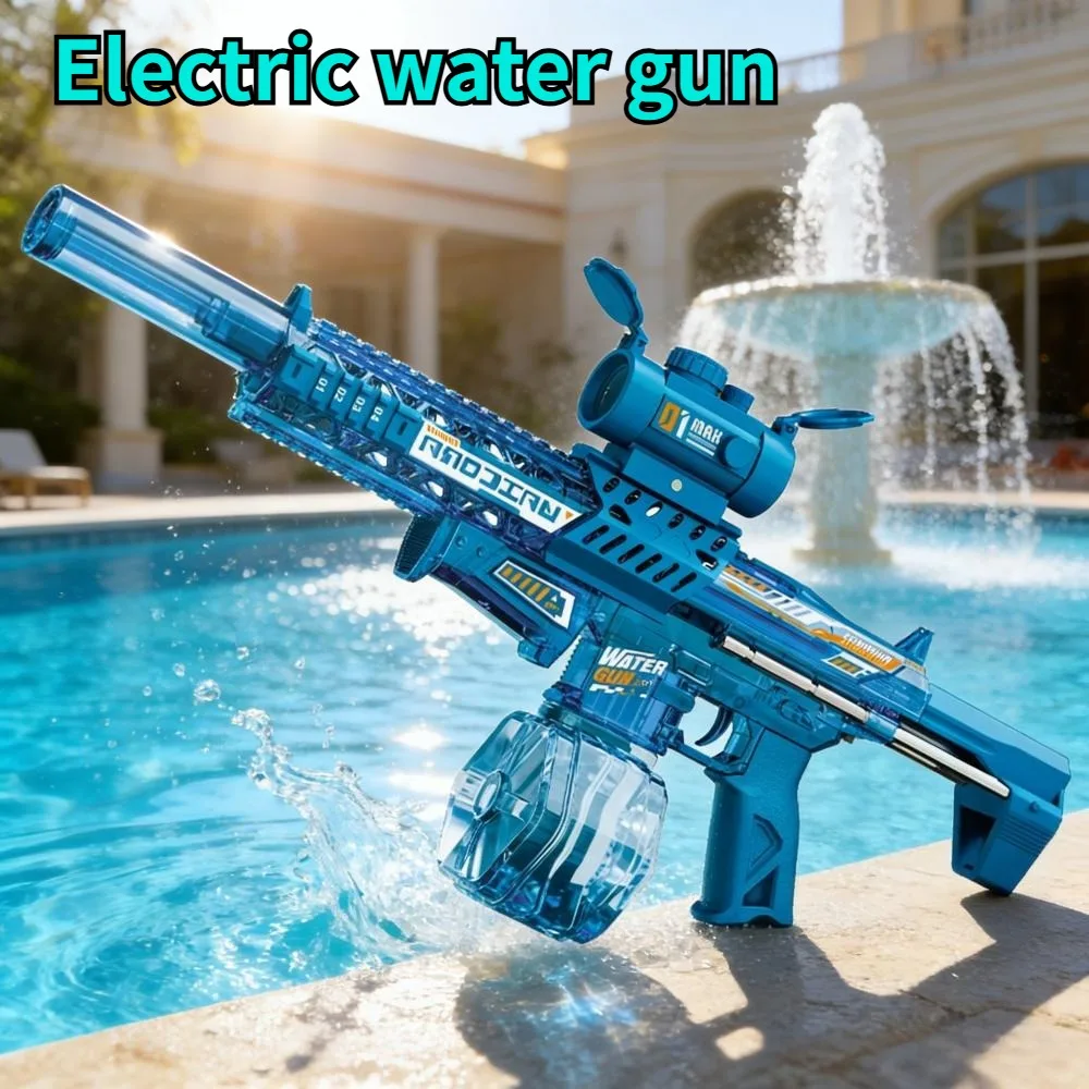 

Электрический водяной пистолет MK9: автоматический, с выдвижным прицелом и имитацией отдачи, для летних игр на улице для детей
