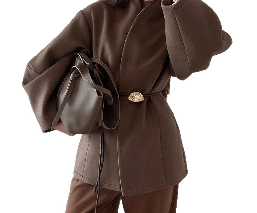 Autumn and Winter New High-end Collection Waist Woolen Coat, Women's Design Sense, Temperament and Fashion 2025