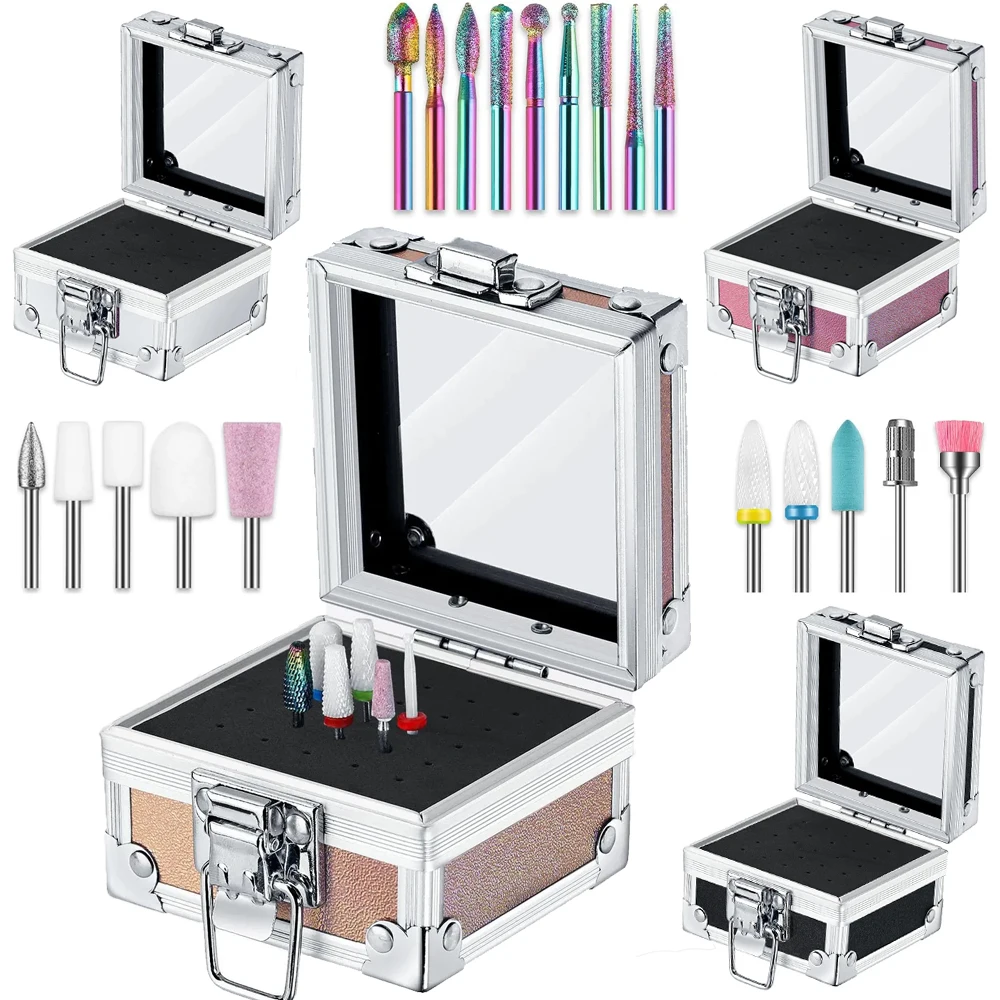 

Mini Pouch Cosmetics Case 25 Holes Nail Drill Bits Storage Box for Manicure Makeup Display Storage Box Nail Case 7.8*7.8*6.2cm