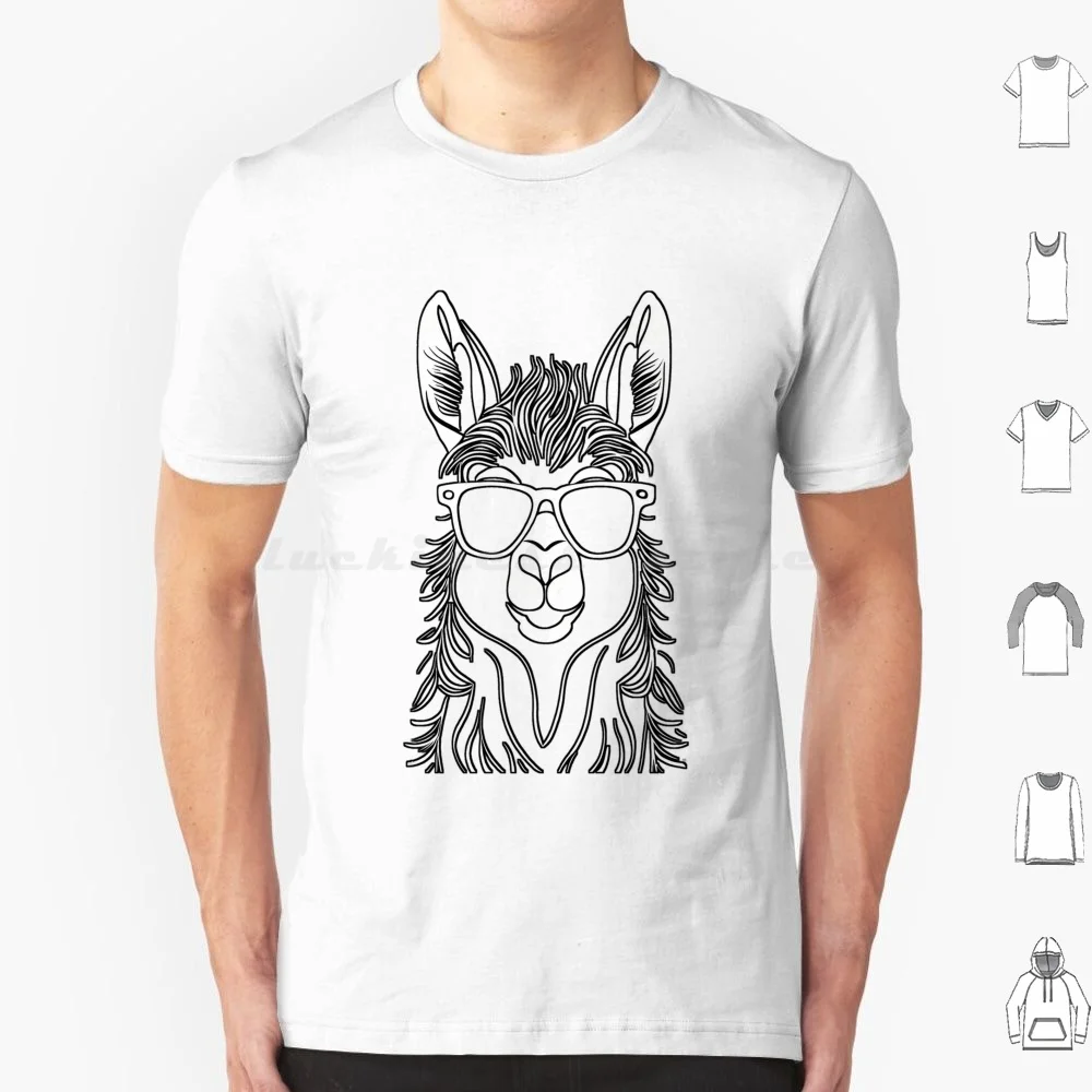 

Футболка Confident Llama, хлопковая мужская и женская футболка с принтом «сделай сам», солнцезащитные очки Llama Confident Stroke, черно-белый, забавный мем, простой контур