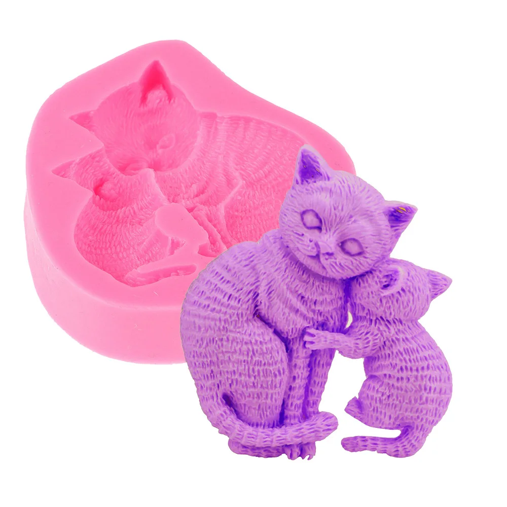 

3D Kitten Candle Silicone Mold Handmade Gifts Cat Plaster Resin Ornaments Mould Soap Candle Making Supplies
