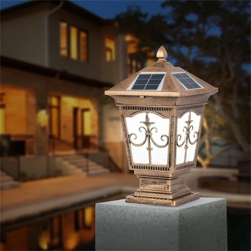 Factory Supply Outdoor Modern Patio LED Waterproof IP65 Lighting For Lawn Garden Fence Courtyard  Solar Post Light