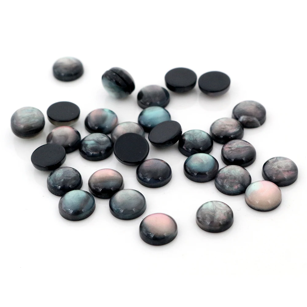 New Fashion 40pcs 8mm Black Dream Colors Flat Back Resin Cabochons Cameo  V6-28