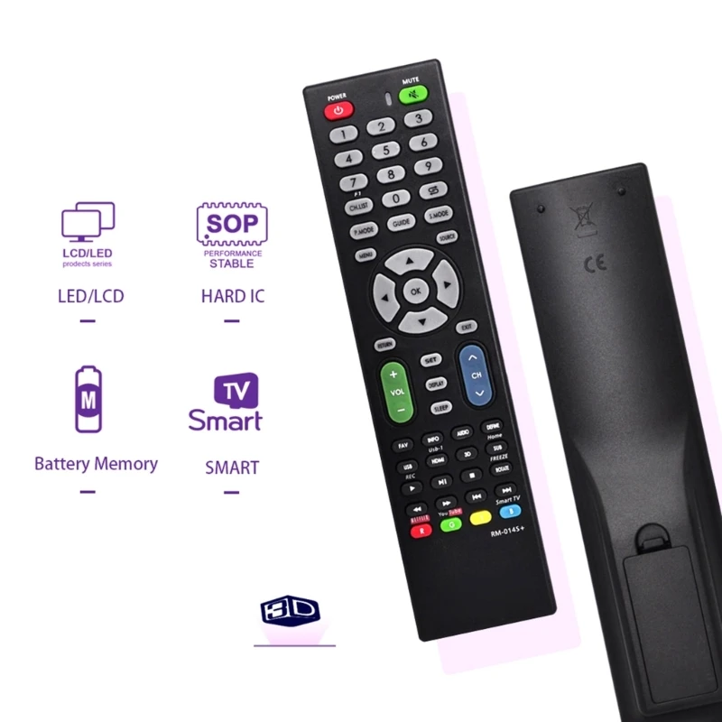 Universal TV Remote RM-014S+ Television Remote Controller Quick Responses for LCD/LED Smart Tvs Replacement Accessory