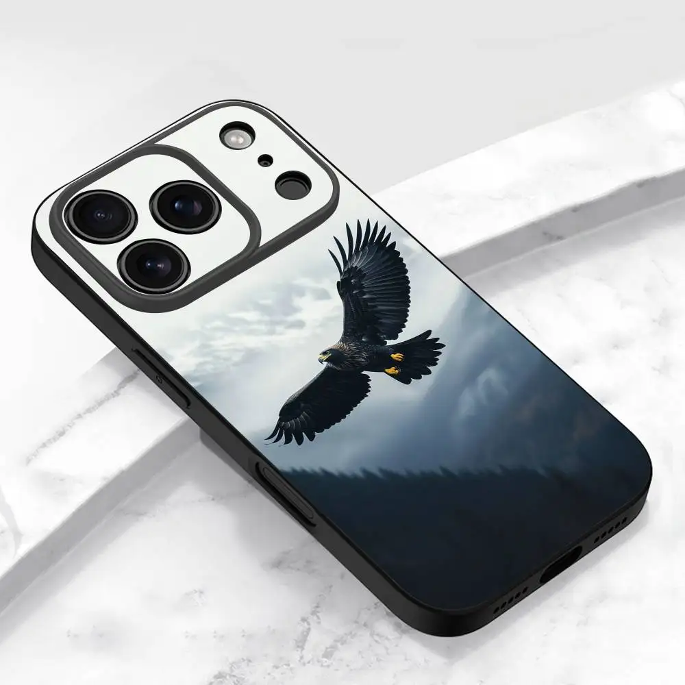 حافظة هاتف إيجل هوك فالكون بيرد لهاتف آيفون 17,16,15,14,13,12,11,Pro,Max,Plus,E,Air,غطاء أسود واقٍ صغير