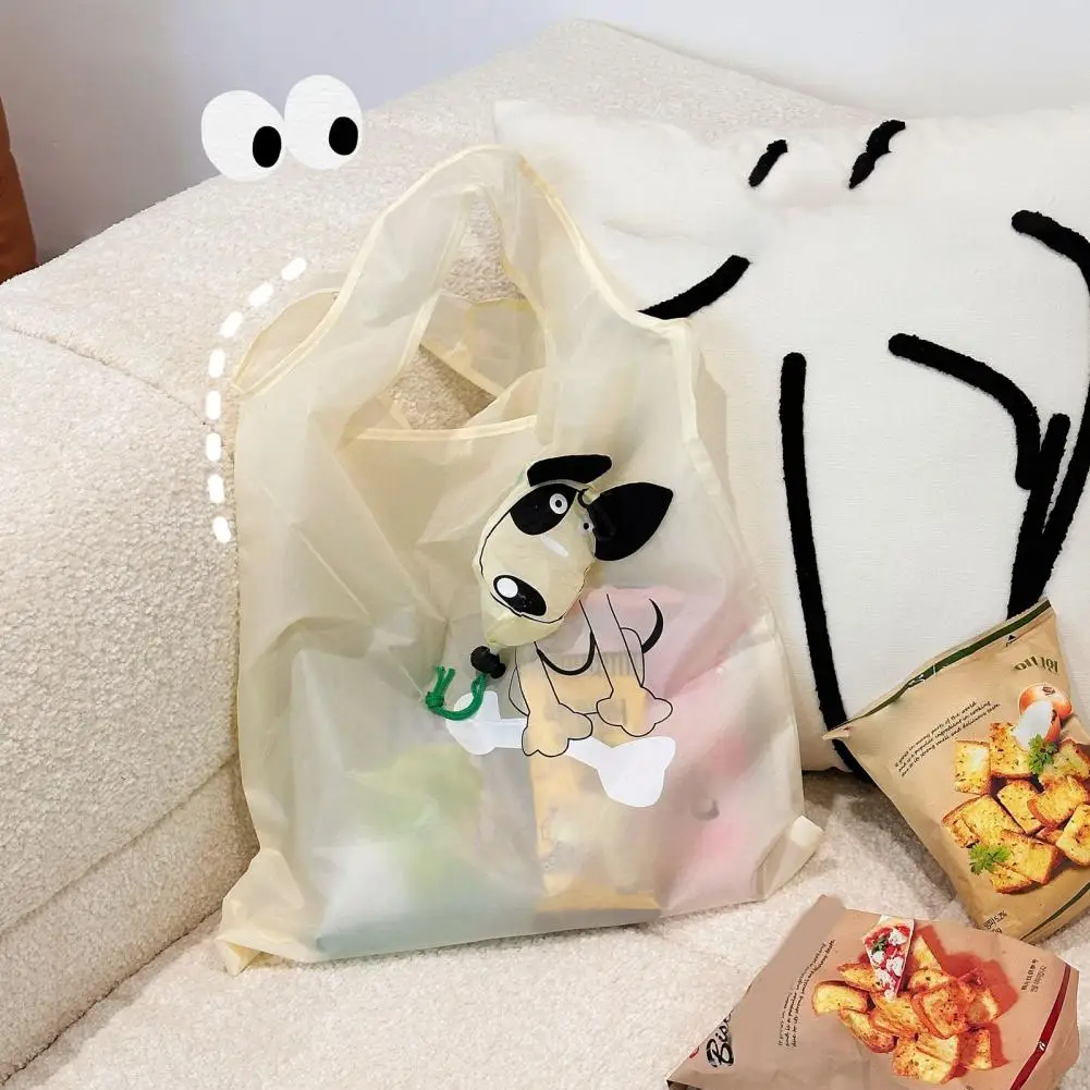 Shopping Hand Bag Plastic Reusable Household Supermarket Doggy Folding Shopping Pouch Folding Tote Bag for Daily Life