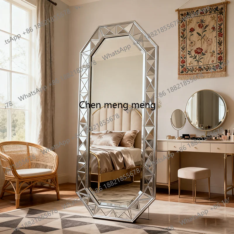 American full-length mirror wall-mounted retro large mirror French light luxury cloakroom floor-to-ceiling mirror