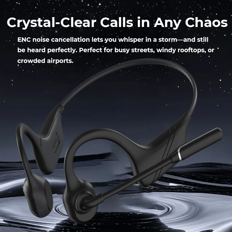 

DG10 Professional Noise Canceling Microphone Bone Conduction Open Stereo Headphones BT5.3 Business Style