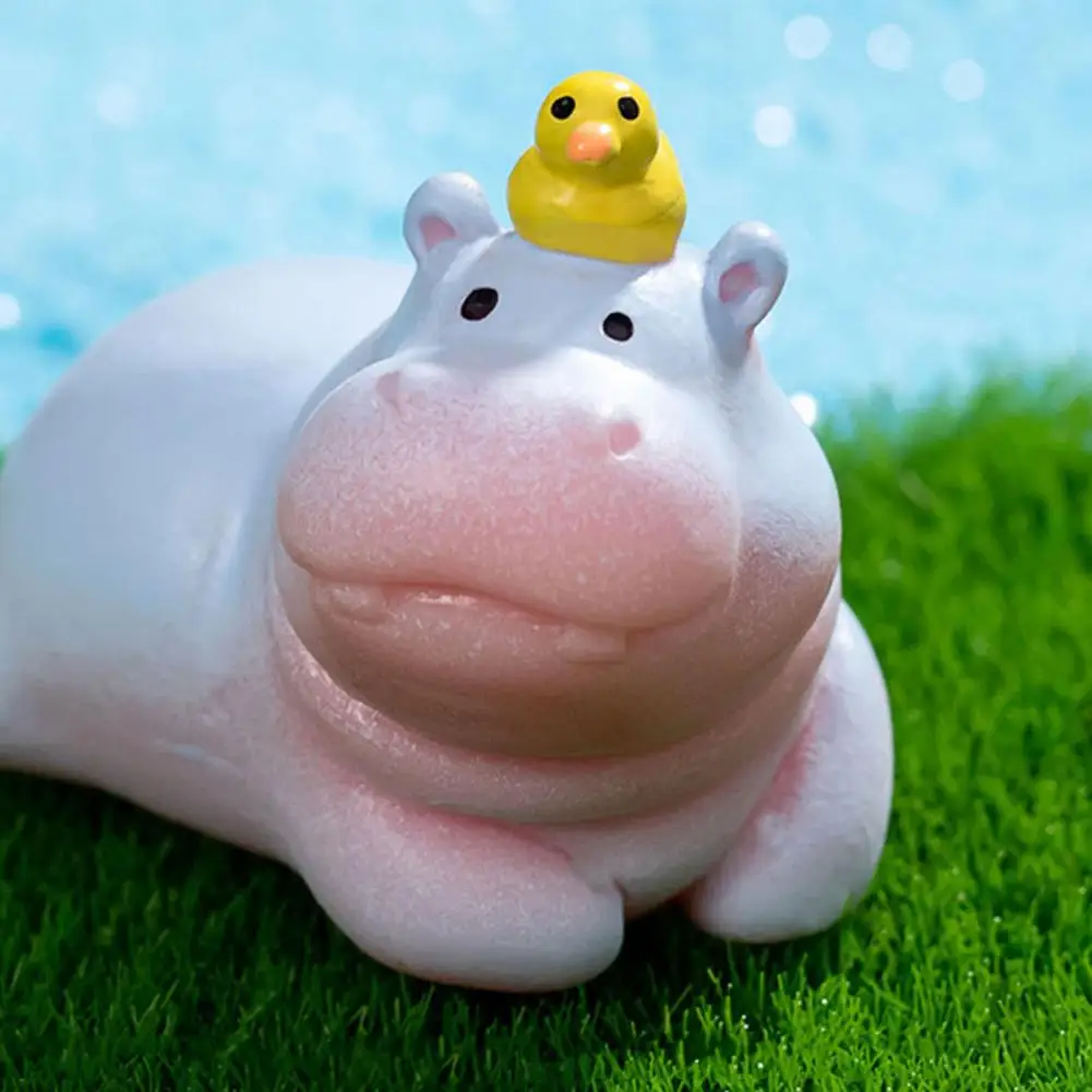 2.5cm Miniature Hippopotamus Figurine Hippo Ornament DIY Microlandscape Fairy Garden Animal Resin Statue Decoration Ornament