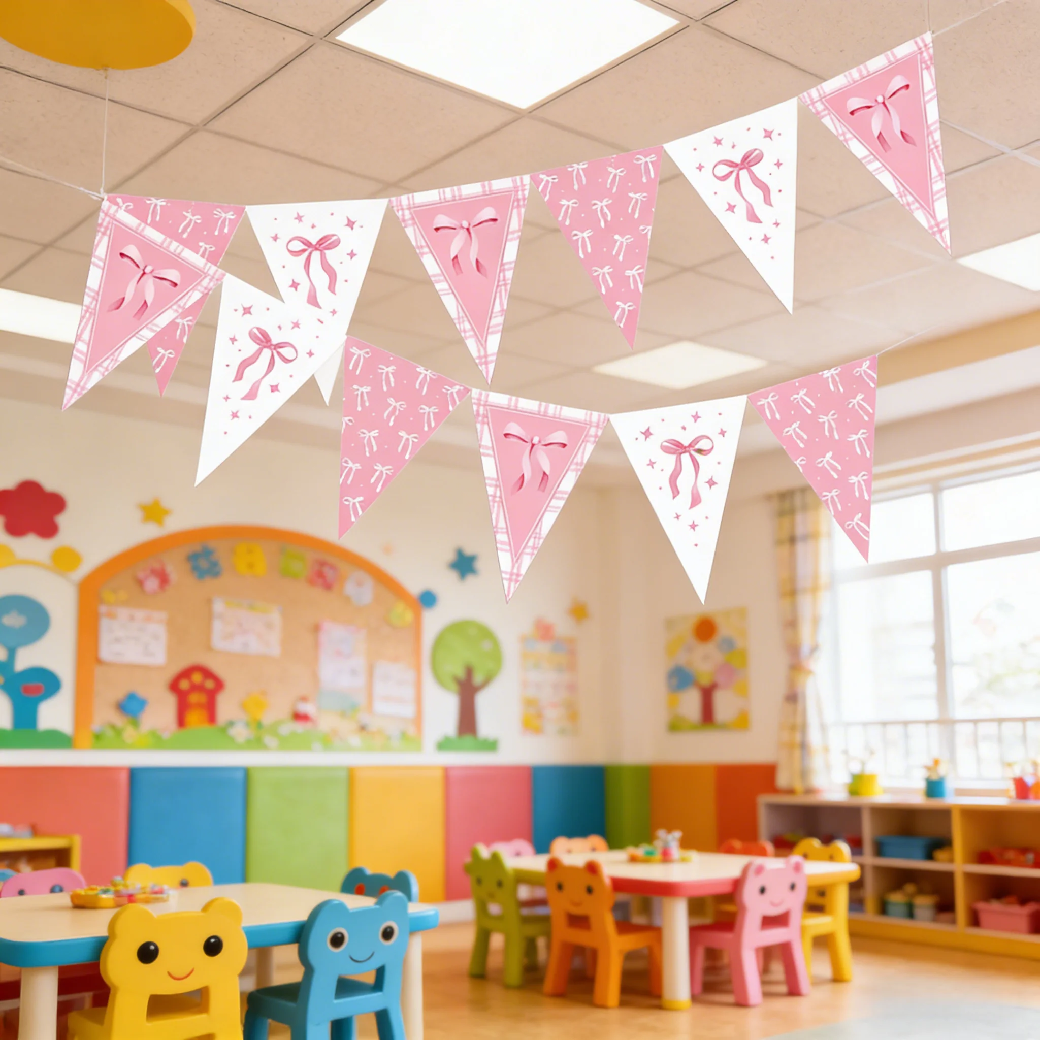 118 Zoll rosa Schleife Wimpelbanner, für Hochzeit, Geburtstag, Braut, Babyparty, Jahrestag, Junggesellenabschied, Dekorationszubehör – Detail 3