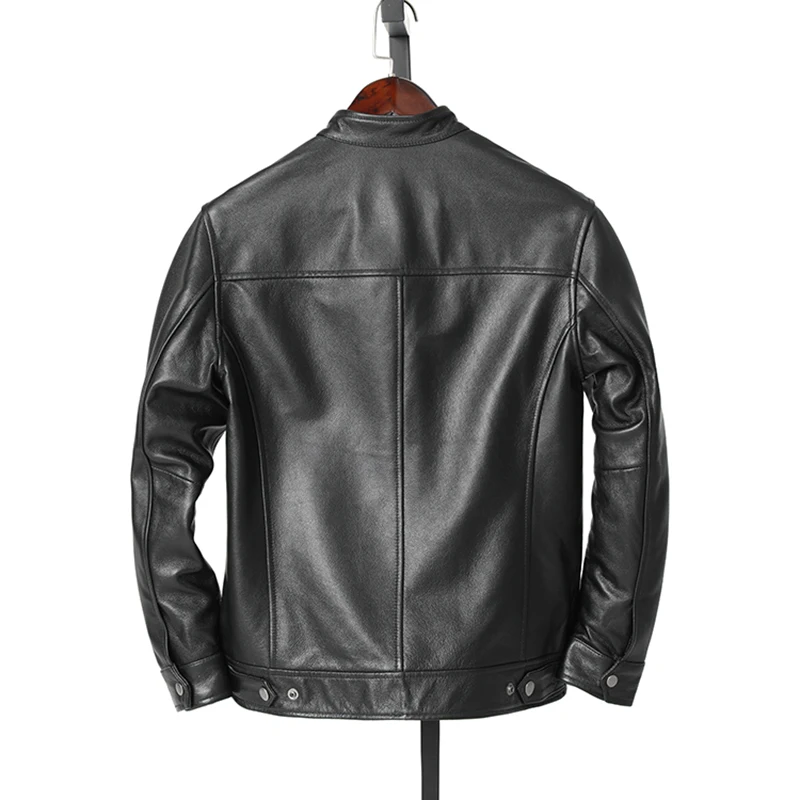 New Arrival Genuine Leather Jacket Men Top Layer Cowhide Short Style Motorcycle Coat Spring Autumn Simple Fashion Slim Fit St...