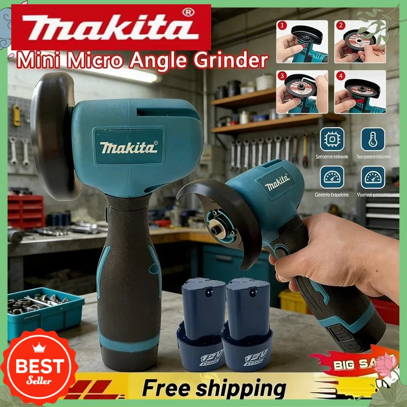 Amoladora angular portátil eléctrica Makita para batería de 12V, mini amoladora inalámbrica para pulir y cortar, máquina universal.