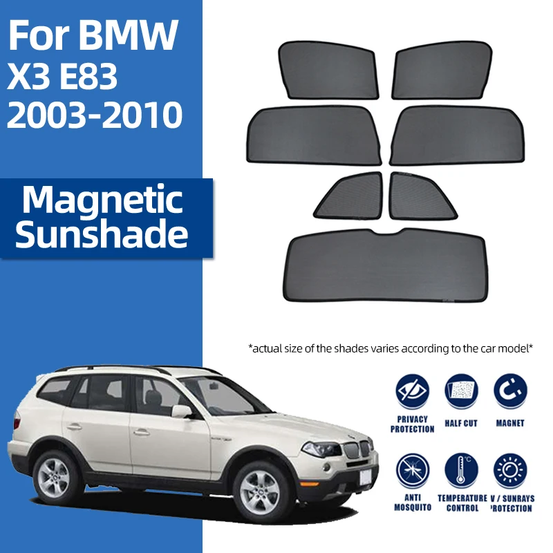 

For BMW X3 E83 2003-2010 Car Magnetic Sunshade Front Windshield Curtain Rear Side Seat Window Mesh Sun Shade Visor