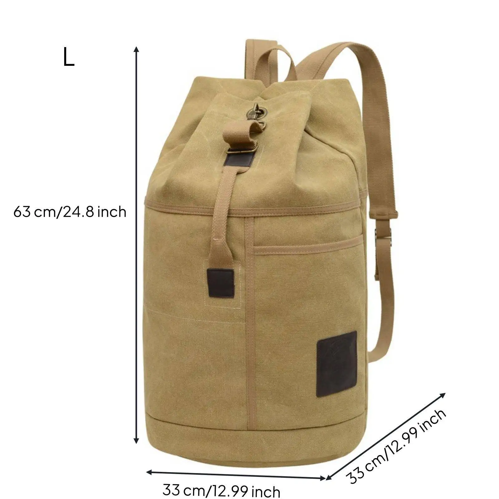 Sac à dos en toile grande capacité style vintage avec fermeture à cordon pour l'école et les sports de plein air