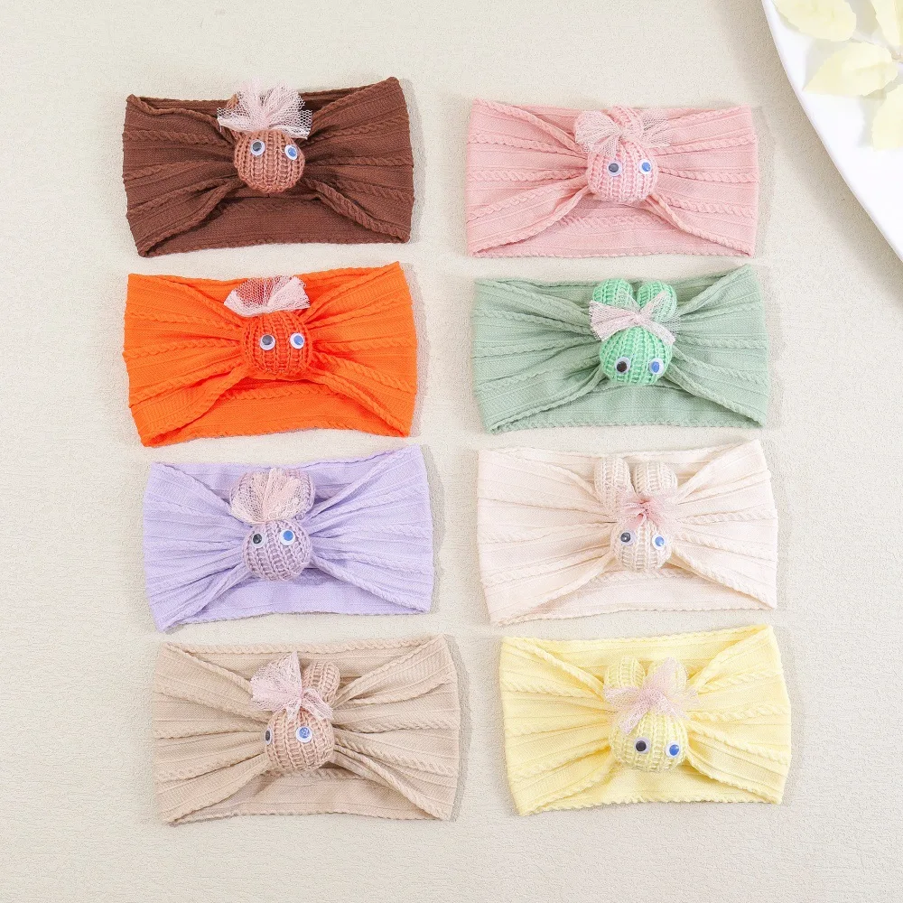 8Pcs Small Rabbits headbands for baby girls Wide Stretchy Soft Nylon Hair Band For Newborn lovely Girls Hair Accessories