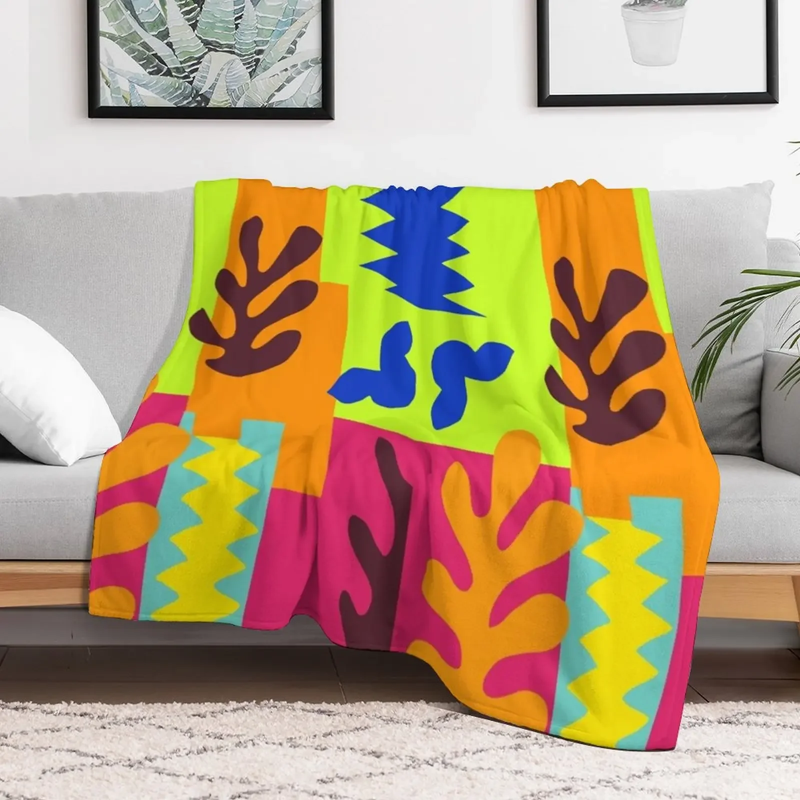 Matisse Inspired Colorful Collage #3 Throw Blanket Luxury Designer Single Blankets