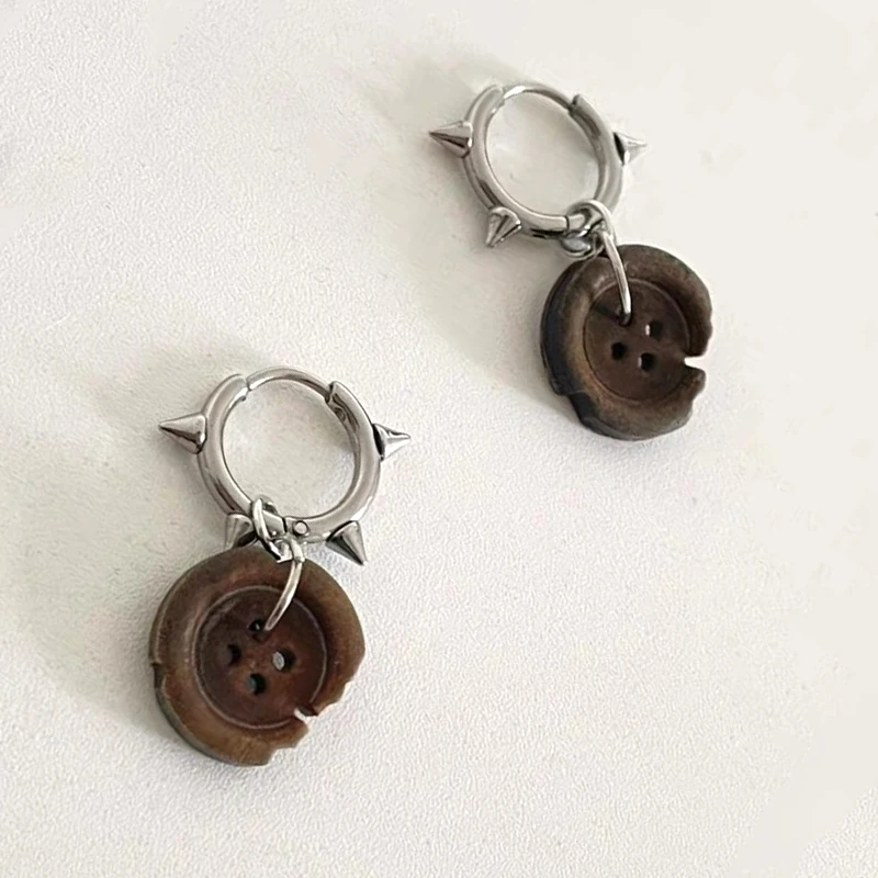 Pendientes de botón irregulares bohemios para mujer, accesorios de dijes de moda, pendientes de aro Punk, pendientes de moda coreana