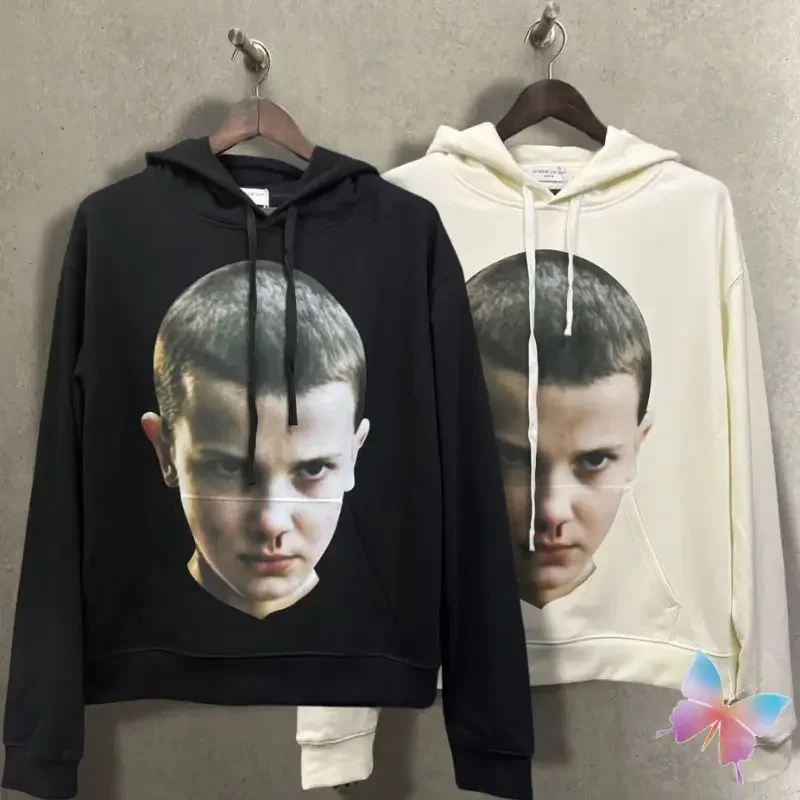 Fashion Street IHNOMUHNIT Hoodie Cotton Boy Portrait Print Drawstring Hooded Sweatshirts Casual Street Men Women Cleanfit