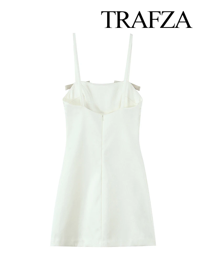 Sukienka damska letnia, elegancka, z krótkim rękawem, na ramiączkach, z jedwabnej satyny, z kokardką, z prostym dekoltem, bez pleców, zapinana na zamek, bez rękawów.