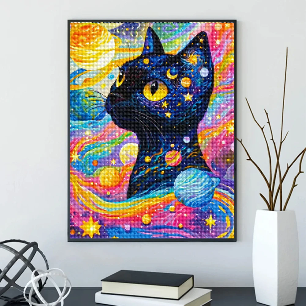 DIY Animal AB Diamond Painting Black Cat Full Diamond Mosaic Embroidery Starry Sky Art Cross Stitch Set Handmade Home Decoration