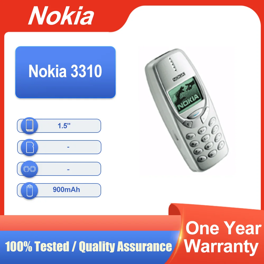 لوحة مفاتيح أصلية غير مقفلة Nokia 3310 ذات شريحة واحدة GSM 900/1800 مدخل نص توقع للهاتف المحمول لوحة مفاتيح متعددة اللغات مصنوعة في فنلندا