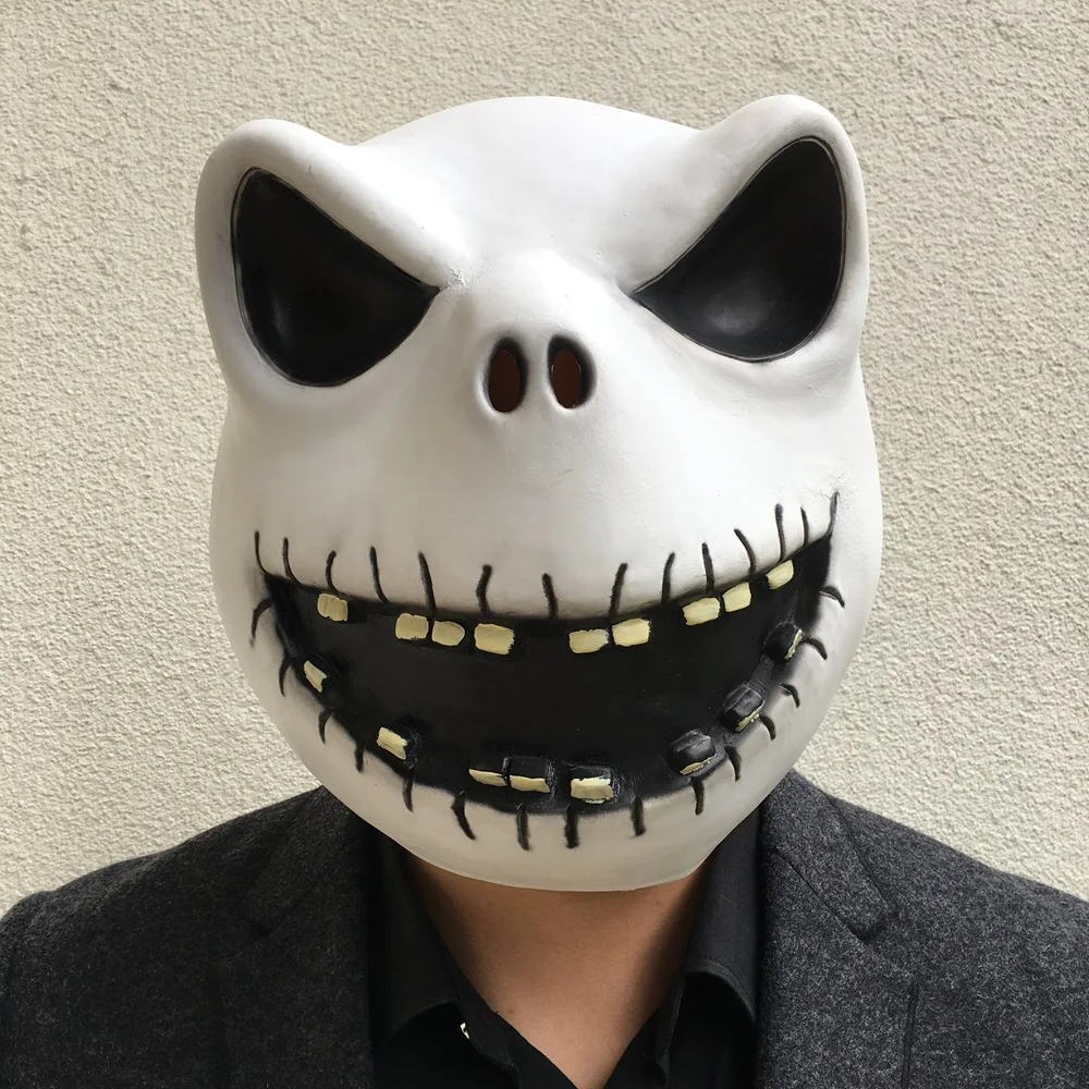 Gruselige Skelettmaske Totenkopf-Maske Skelettkopf für Erwachsene Halloween Cosplay Kostüm Requisiten (mit offenem Mund) – Detail 7