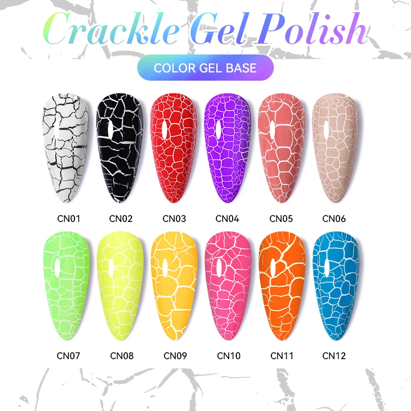 LILYCUTE 7ml Crackle Gel Smalto per unghie Set Glitter Gel Neon Rosso Verde Vernis Semi Permanente Gel UV Nail Art Gel Smalto Kit di Vernici