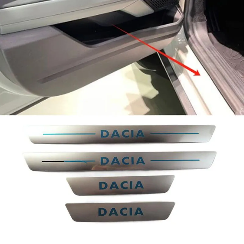 4PCS/Lot Stainless Steel For Renault DACIA Ultra-thin Auto Car Door Sill Scuff Plate Pedal Cover