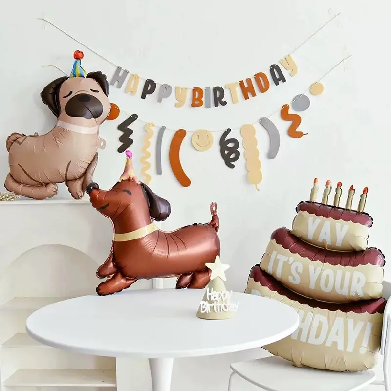 Neuer Cartoon-Geburtstagshut, Tieraluminiumfolienballon, gefleckter Hund, Kindergeburtstagsparty-Dekoration, die die Haustiergeburt feiern – Detail 4