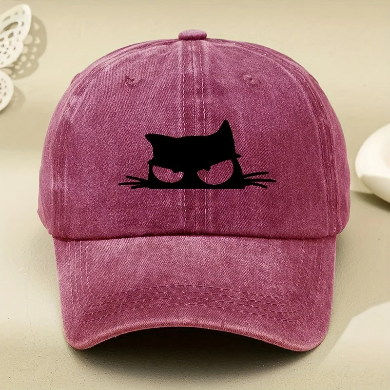 

Fun black cat print baseball cap suitable for both men and women, suitable for daily leisure, gatherings, shopping, duckbill cap