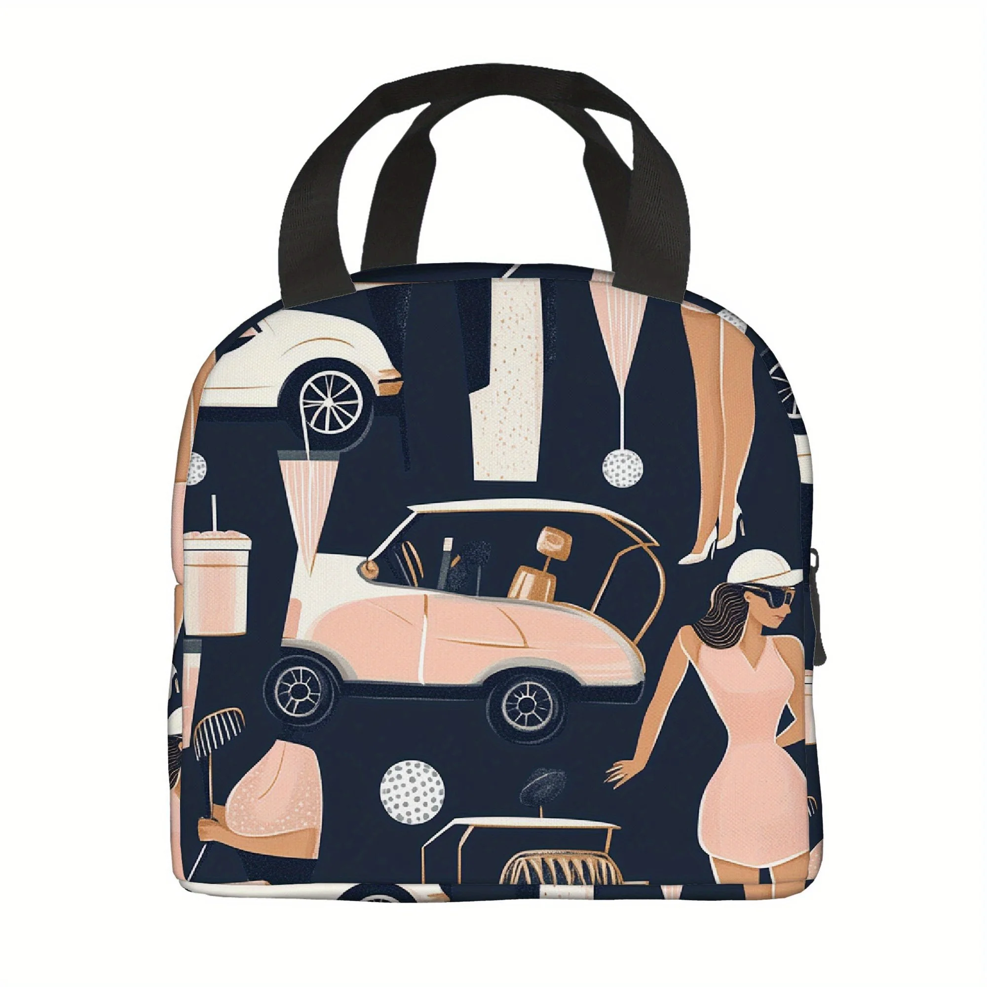 

1pc Golf Bag Thermal Insulated Lunch Tote Non-Food Contact Vintage Golf Clubs Balls Female Caddie Design
