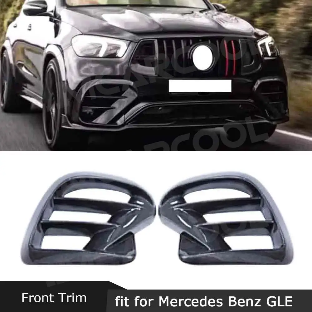 

For Benz GLE Class W167 GLE450 GLE53 AMG Sport SUV 2020- 2022 Carbon Fiber Front Bumper Air Vent Outlet Cover Trim FRP Body Kits