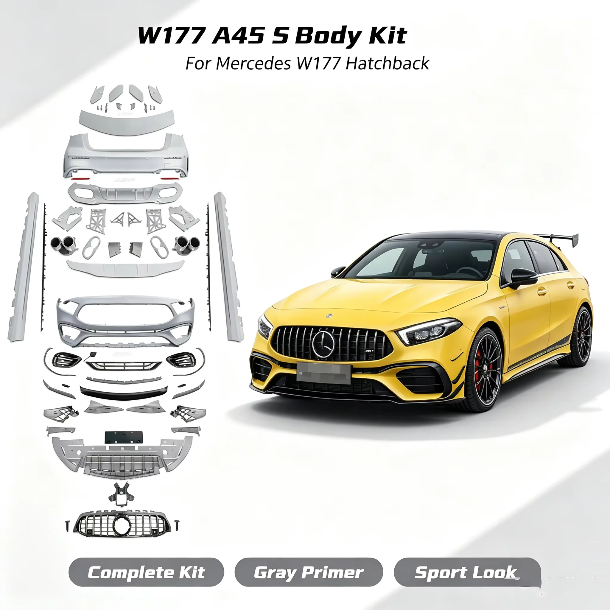 2019 After a CLASS W177 A200 A250 A300 Upgrade A45 Style Body Kit Car Bumpers Hatchback A177 Facelift Auto Parts