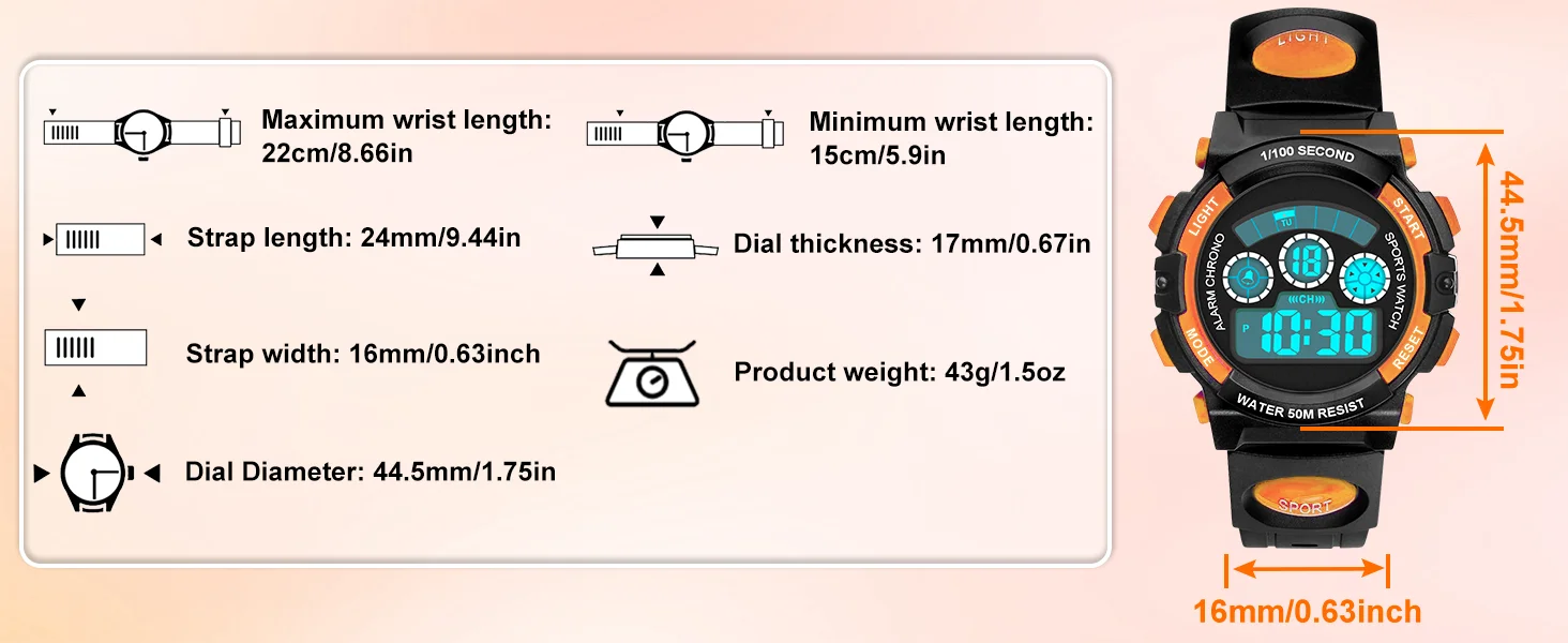 Socico Children's Watch Multi Functional Night Light Timing Sports Student Electronic Watch