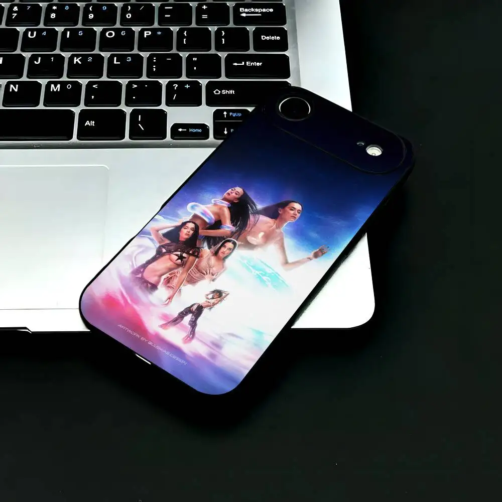 Hot Singer K-Katy Perry Funda para teléfono Funda para teléfono de TPU esmerilada negra de moda para iPhone 12-17. Diseño pintado con spray UV, Dai anticaída
