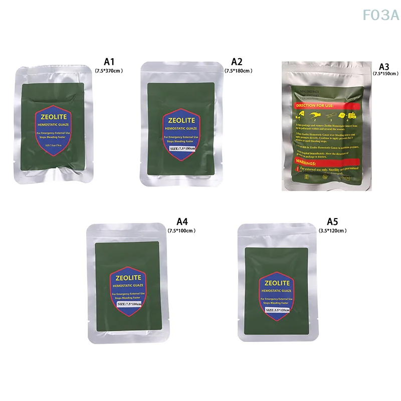 Caulim hemostático gaze combate de emergência, Z-Fold solúvel para Ifak, kit tático de primeiros socorros, ferida médica, trauma, 1 saco