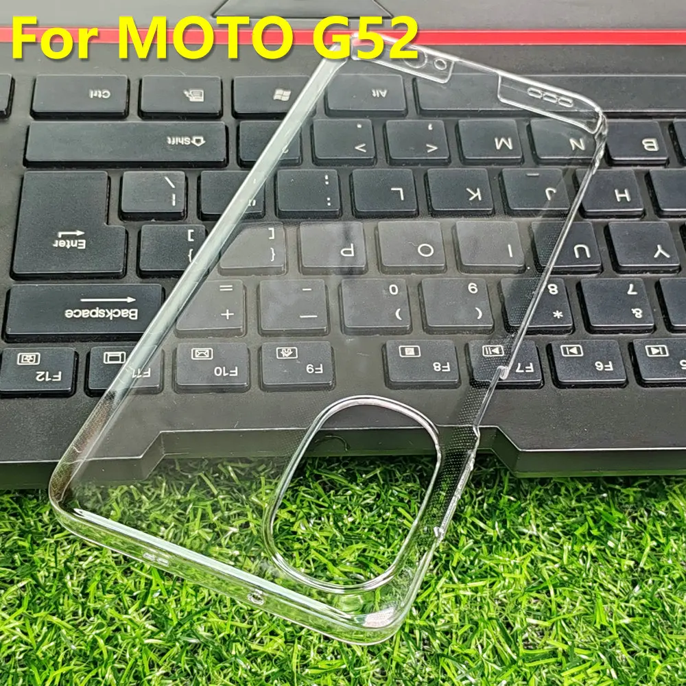 Per Motorola G32 G34 G52 G54 G62 G82 G84 custodia Crystal Hard PC Full Cover Clear Camera Protect Back Shell