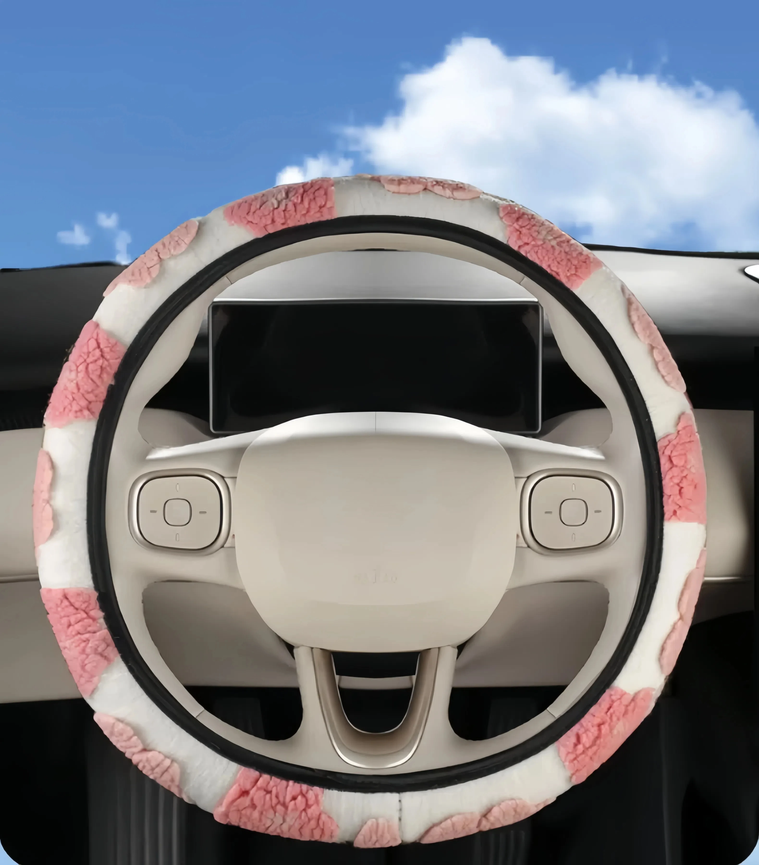 Flower Shaped Car Steering Wheel Cover with Plush Three-Dimensional Pattern Elastic and Elastic Protective Cover for Women's Car