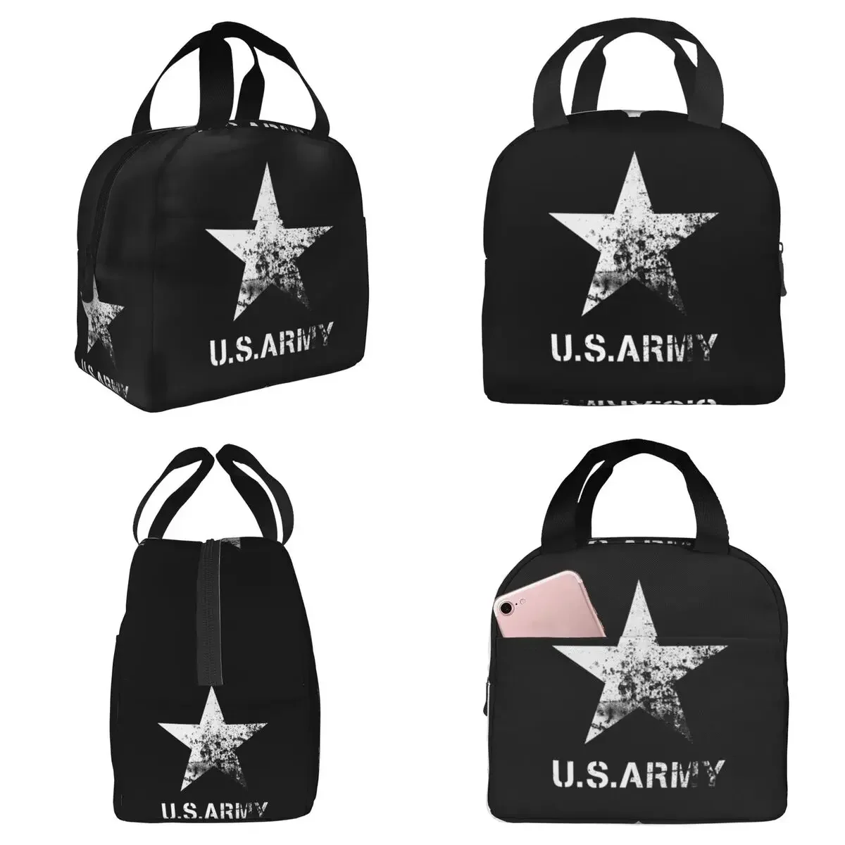 America Army Military Star Isolierte Lunchtasche für Damen, Büro-Kühltasche, Thermo-Lebensmittelbox, auslaufsichere Lunchboxen, Behälter