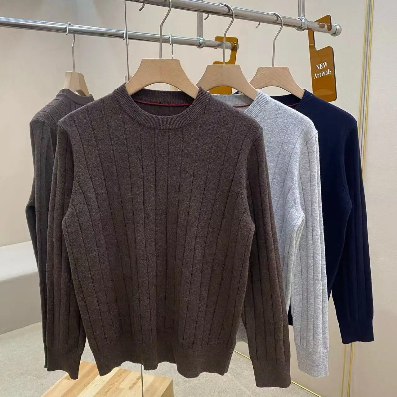 

BC Italian Men's Autumn and Winter New Fashion Crew Neck Knitted Sweater Men's Business Casual Solid Color Warm Sweater