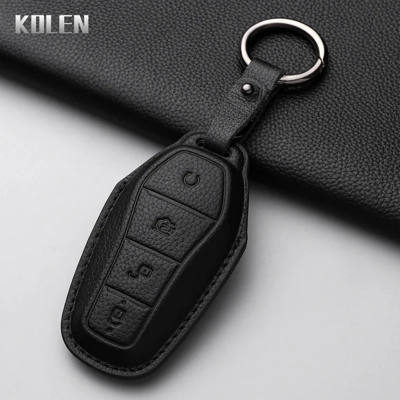 

Кожаный чехол для автомобильного ключа, брелок для BYD Atto 3 Song PRO Lied Han EV Max Yuan Plus Tang DM 2018 Qin Plus, защитный брелок