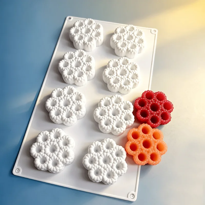1pc 8-cavity berry cake pop mold realistic raspberry ring mousse mold non-stick easy release baking tool for DIY desserts