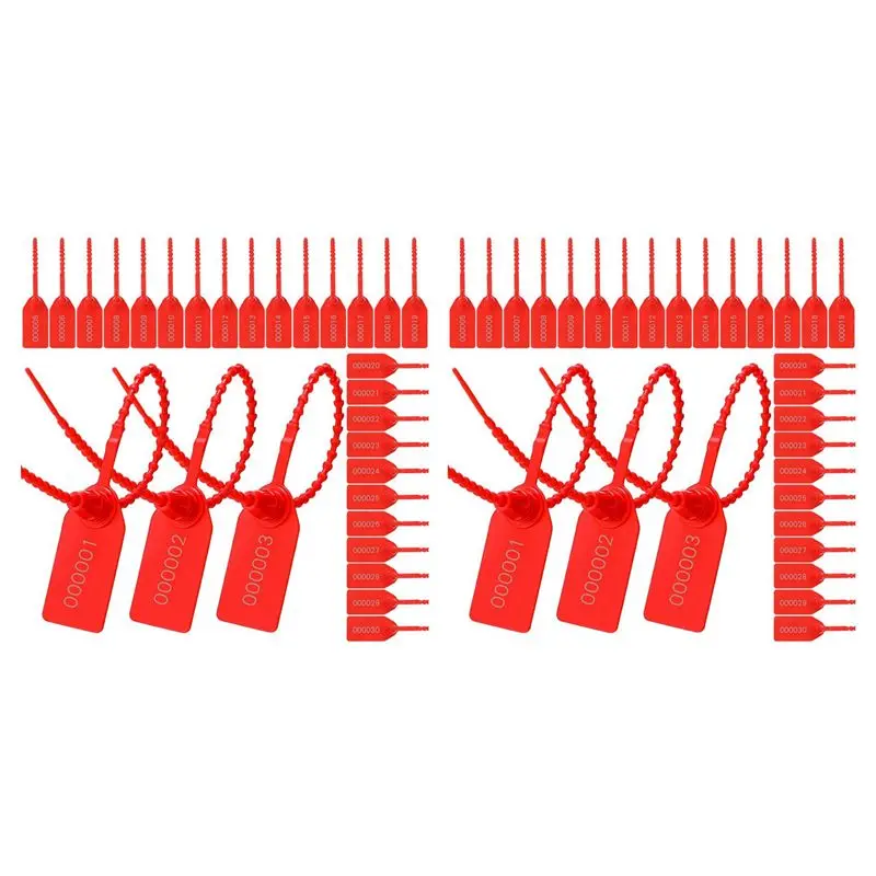 ABJO-600 Pcs Plastic Tamper Seals, Numbered Zip Ties Security Tags Safety Seals Disposable Self Locking Signage 250Mm