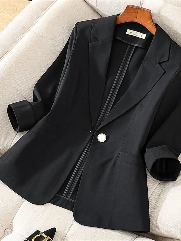 

Summer New Sle Slim Fit Casual ort Length Seven Sve Suit Jaet Thin Model Korean Version Faionable Women's Coat