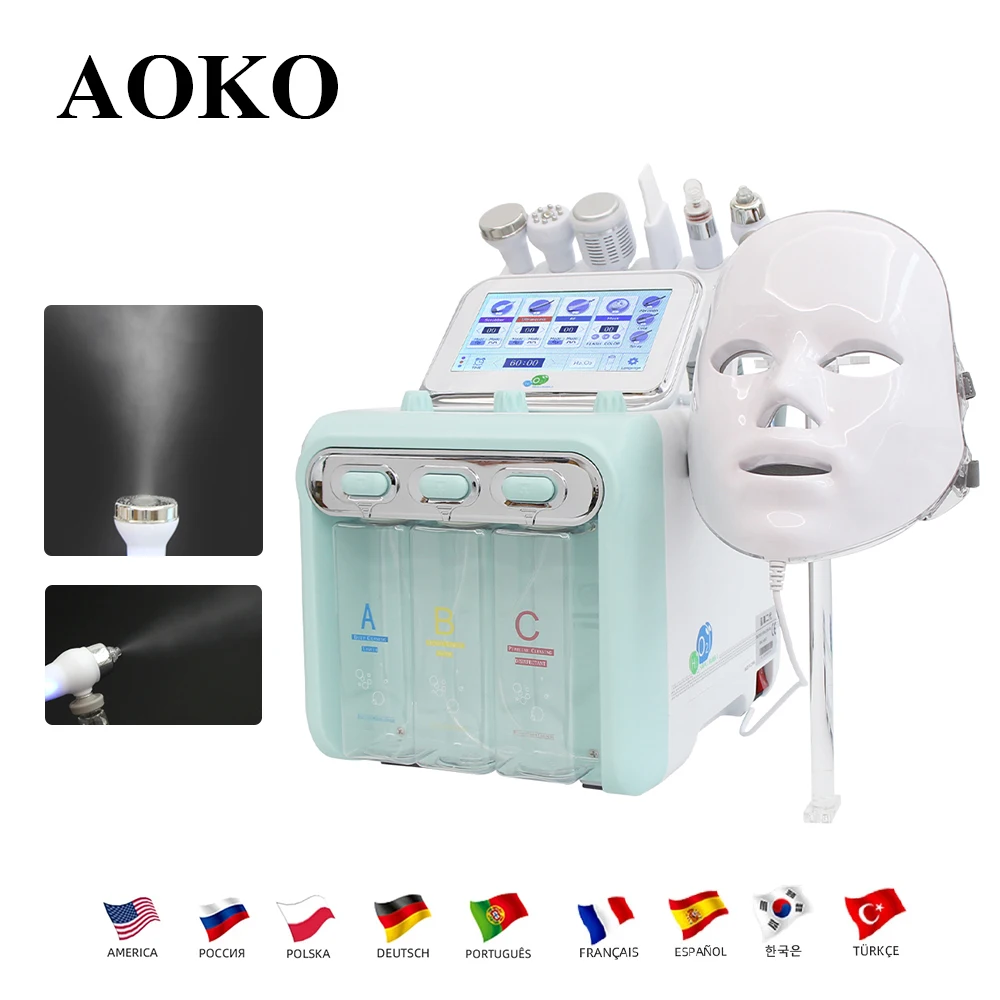 AOKO 7 IN 1 Water Oxygen Small Bubble Mahicne Face Lifting Ance Pore Deep Cleasing Beauty Salon Device Hydro DermabrasionPeeling