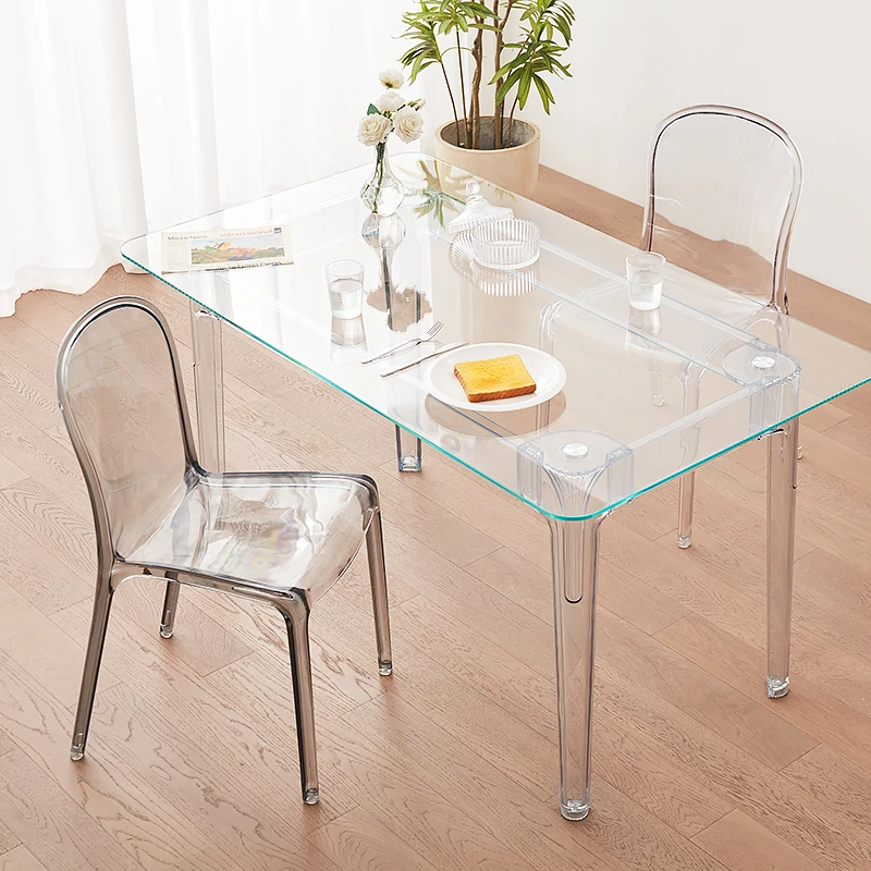 Sillas de comedor con trono transparente, Sillas de comedor modernas de diseño nórdico de lujo, Sillas cómodas con acento, muebles de salón