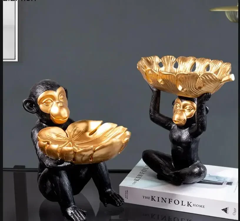 ornements-de-singe-en-resine-epicerie-de-bureau-plateau-de-rangement-de-disque-cle-plateaux-de-collation-assiette-de-fruits-secs-decoration-artisanale-statue-de-figurines