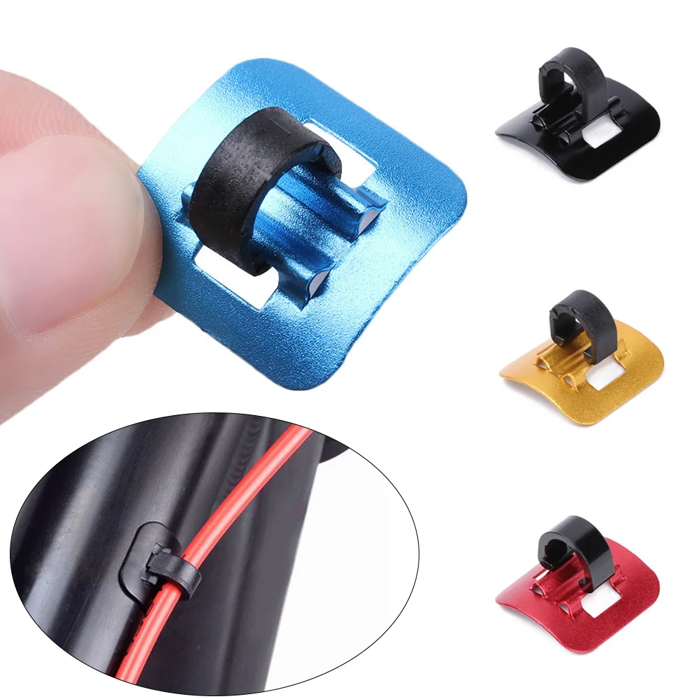 Image of 5/10Pcs Stick-on Kabel Guide Fahrrad Shift Bremse Gehäuse Linie Schläuche Schnalle Rohr Festen Clip Aluminium fahrrad Öl Rohr Klemme Adapter