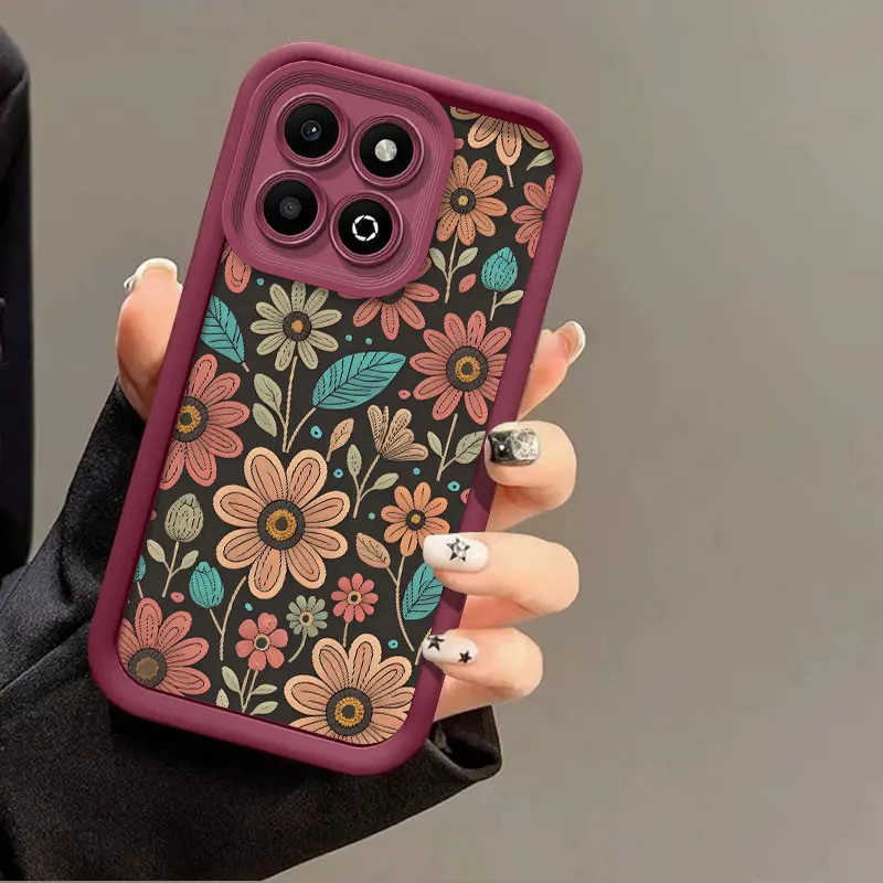 حافظة سيليكون مرنة لهاتف Honor 400 Smart 5G X7d غطاء حماية مقاوم للصدمات زهور طباعة نمط غطاء Funda #4