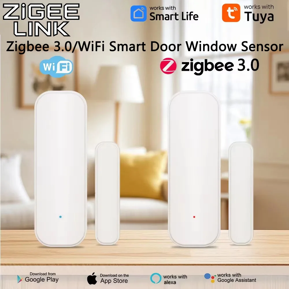Zigbee WIFI Home Burglar Alarm TUYA Smart Door Open/Close Detectors Window Sensor App Alert Home Security Alexa Google Assistant